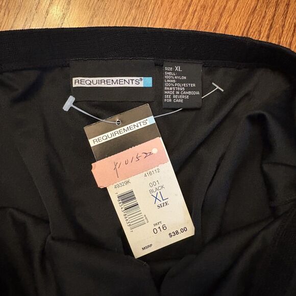 REQUIREMENTS Black Sheer Midi Skirt XL NWT Elastic Waist Lined - Picture 3 of 4